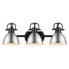 Duncan 3 Light Bath Vanity - Matte Black with Pewter Shade