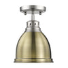 Duncan Flush Mount - Pewter with Aged Brass Shade