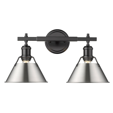 Orwell 2 Light Bath Vanity - Matte Black with Pewter Shades