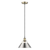 Orwell 1 Light Pendant - 10" - Aged Brass with Pewter Shade