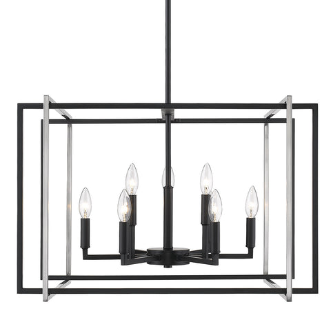 Tribeca 9 Light Chandelier - Matte Black with Pewter Accents