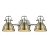 Duncan 3 Light Bath Vanity - Pewter with Aged Brass Shade