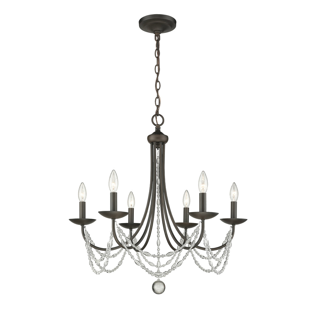 Mirabella 6 Light Chandelier - Rubbed Bronze