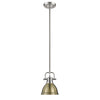 Duncan Mini Pendant with Rod - Pewter with Aged Brass Shade