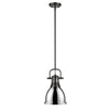 Duncan Small Pendant with Rod - Matte Black with Chrome Shade