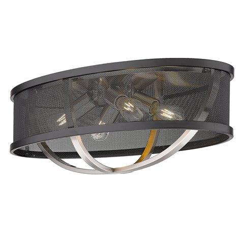 Colson Flush Mount - 24" (with Matte Black Shade) - Pewter