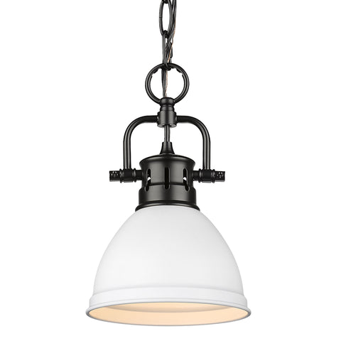 Duncan Mini Pendant with Chain - Matte Black with White Shade