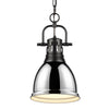 Duncan Small Pendant with Chain - Matte Black with Chrome Shade