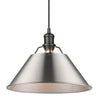 Orwell 1 Light Pendant - 14" - Matte Black with Pewter Shade
