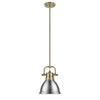 Duncan Mini Pendant with Rod - Aged Brass with Pewter Shade