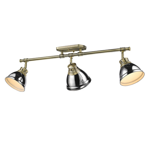 Duncan Semi-Flush - Track Light - Aged Brass with Chrome Shade