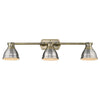 Duncan 3 Light Bath Vanity - Aged Brass with Pewter Shade