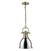 Duncan Small Pendant with Chain - Aged Brass with Chrome Shade