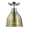 Duncan Flush Mount - Chrome with Aged Brass Shade