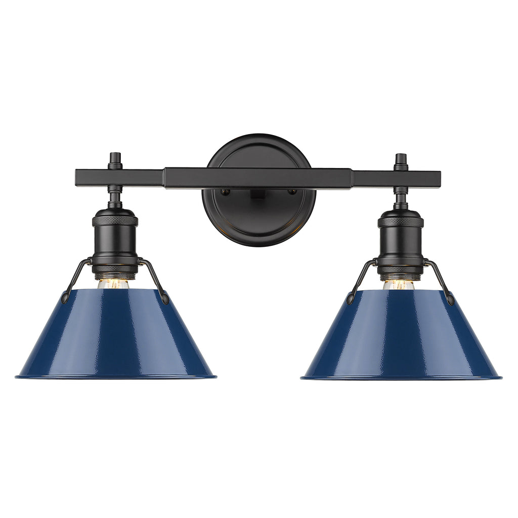 Orwell 2 Light Bath Vanity - Matte Black with Navy Shades