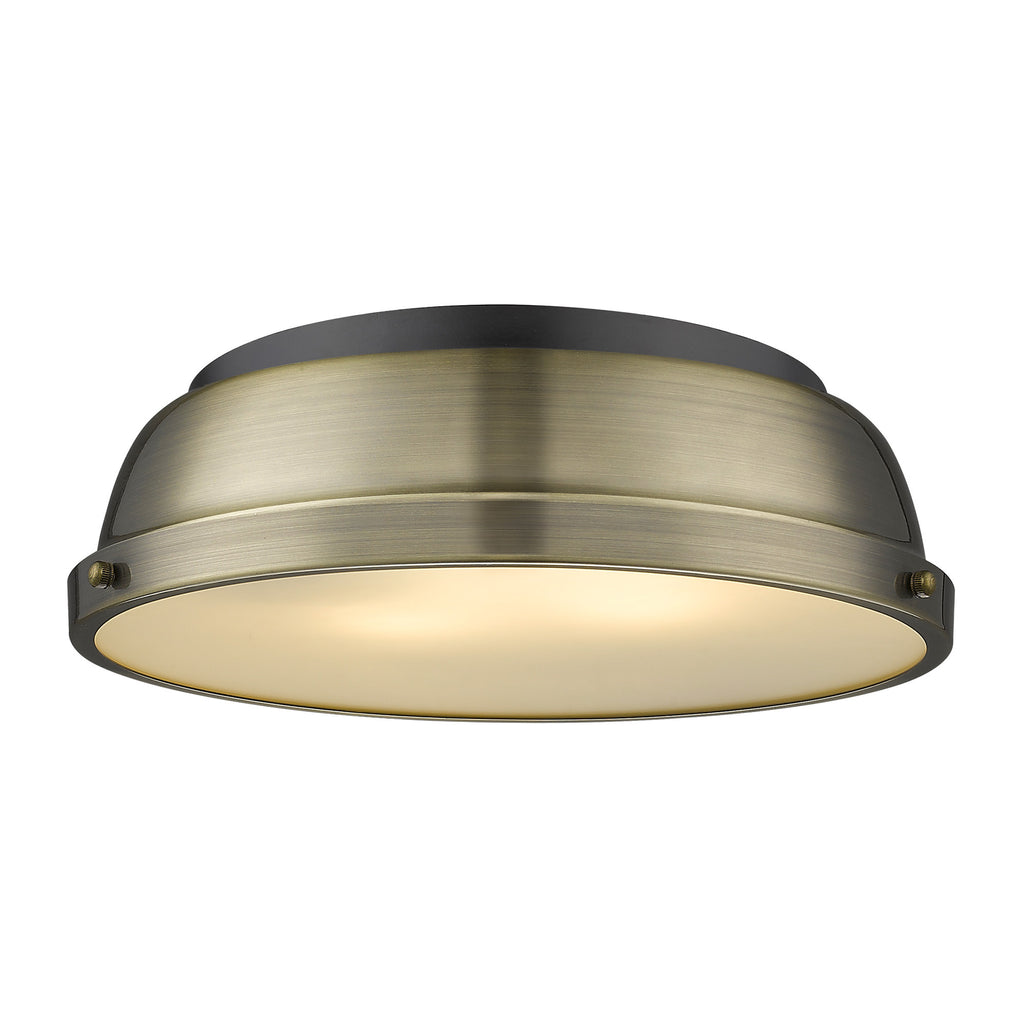 Duncan Flush Mount - Matte Black with Aged Brass Shade