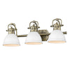 Duncan 3 Light Bath Vanity - Aged Brass with White Shade