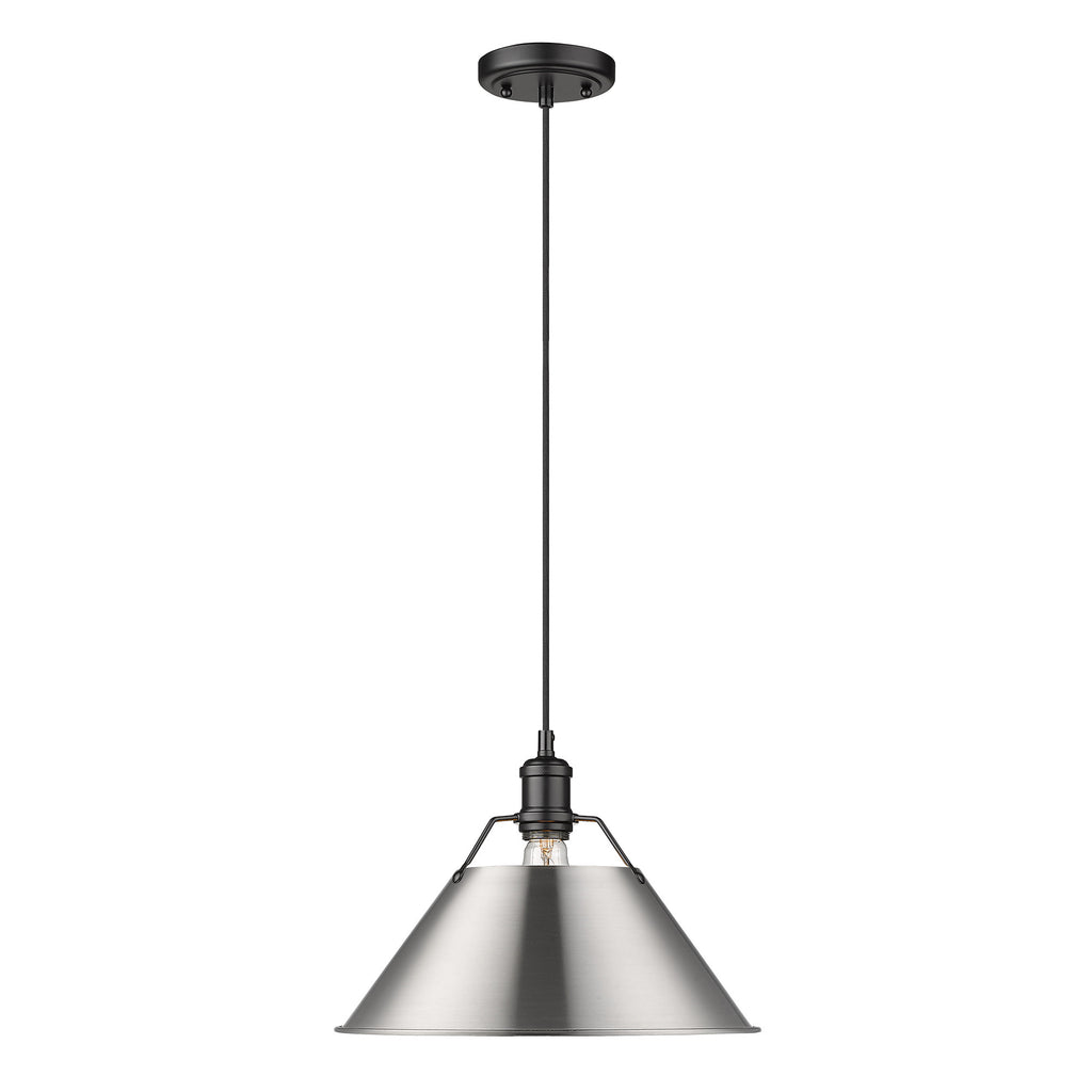 Orwell 1 Light Pendant - 14" - Matte Black with Pewter Shade