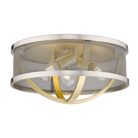 Colson Flush Mount - 15" (with Pewter Shade) - Olympic Gold
