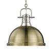 Duncan 1 Light Pendant with Chain - Pewter with Aged Brass Shade