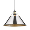 Orwell 1 Light Pendant - 14" - Aged Brass with Chrome Shade