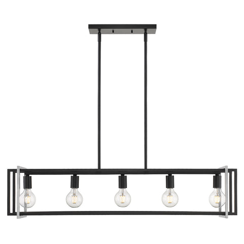 Tribeca Linear Pendant - Matte Black with Pewter Accents