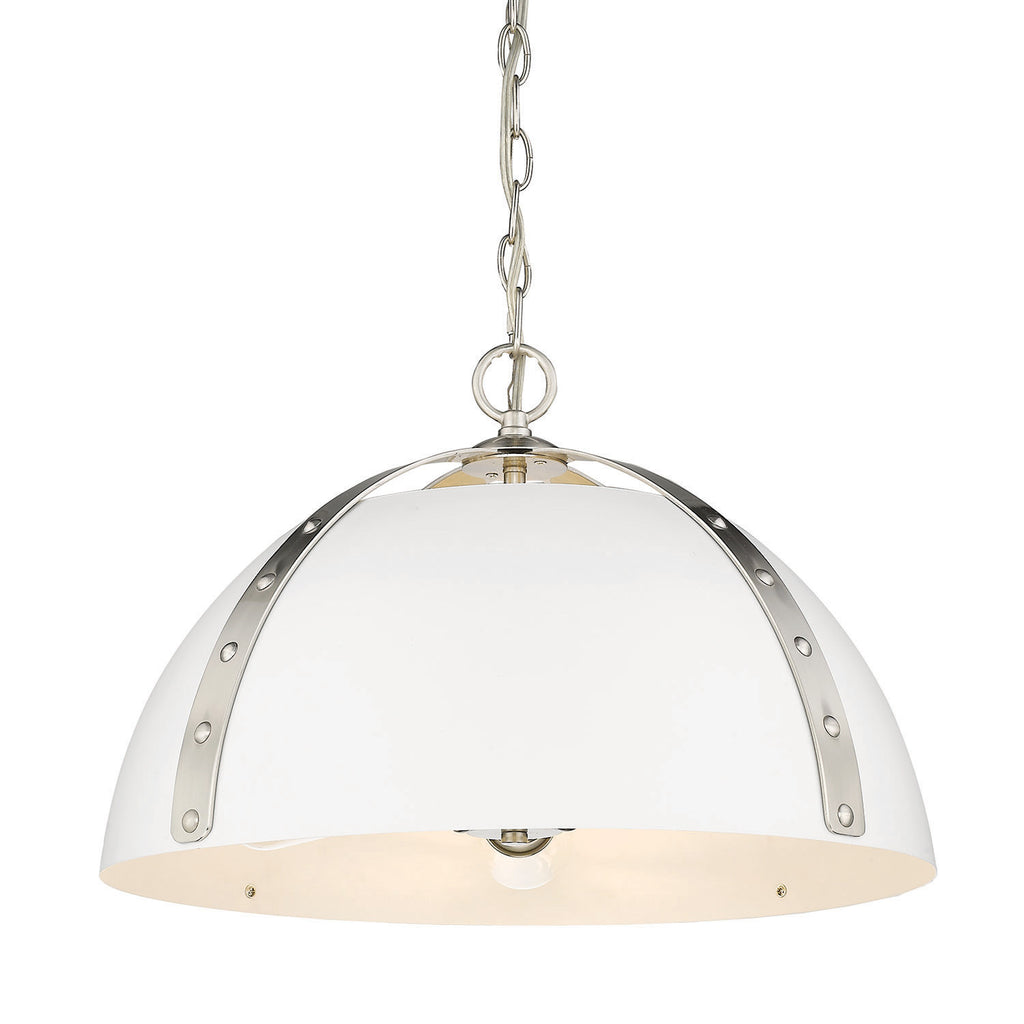 Aldrich 3 Light Pendant - Pewter with White Shade
