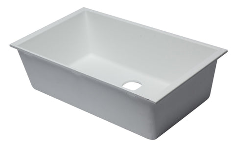 White 33" Single Bowl Undermount Granite Composite Kitchen Sink Sink Alfi 
