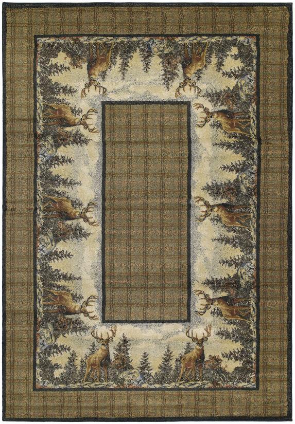 Standing Proud Elk and Plaid Rug (5 Sizes) Rugs United Weavers 1'10" x 3' Mat 