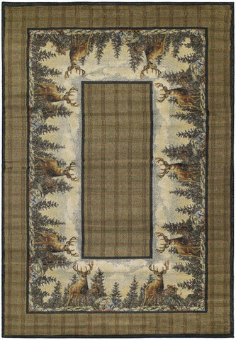 Standing Proud Elk and Plaid Rug (5 Sizes)