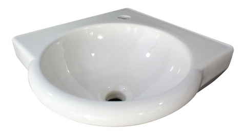 White 15" Round Corner Wall Mounted Porcelain Bathroom Sink Sink Alfi 