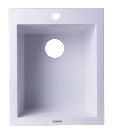 White 17" Drop-In Rectangular Granite Composite Kitchen Prep Sink Sink Alfi 