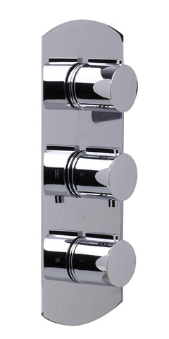 Polished Chrome Concealed 3-Way Thermostatic Valve Shower Mixer Round Knobs Faucets Alfi 