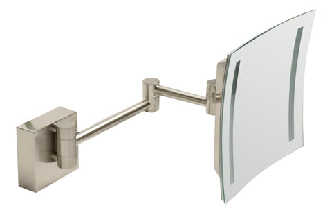 Brushed Nickel Wall Mount Square 8" 5x Magnifying Cosmetic Mirror with Light