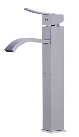 Tall Polished Chrome Tall Square Body Curved Spout Single Lever Bathroom Faucet Faucets Alfi 