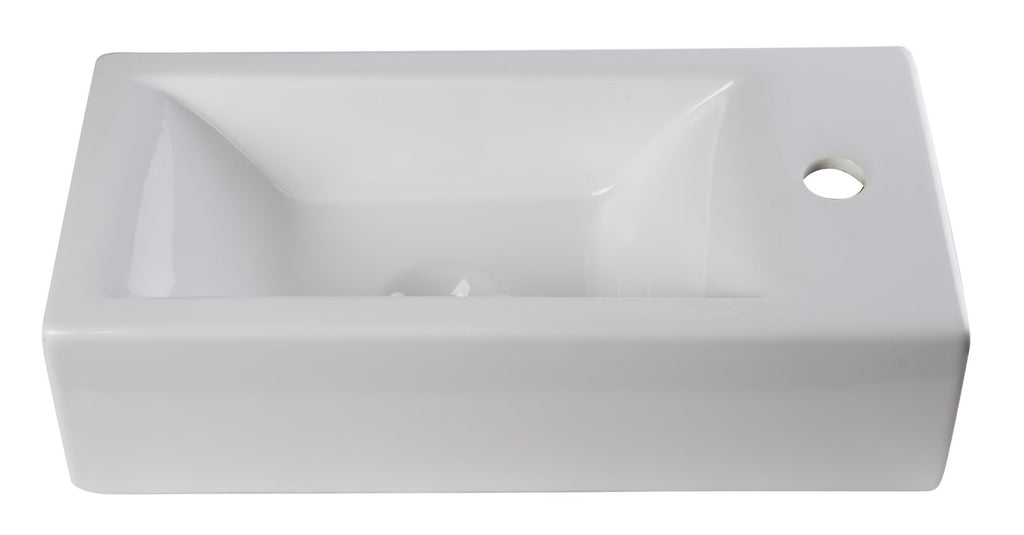 Small White Modern Rectangular Wall Mounted Ceramic Bathroom Sink Basin Sink Alfi 