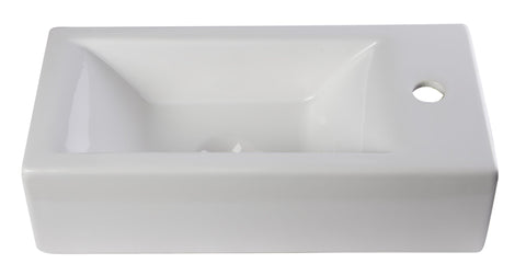 Small White Modern Rectangular Wall Mounted Ceramic Bathroom Sink Basin