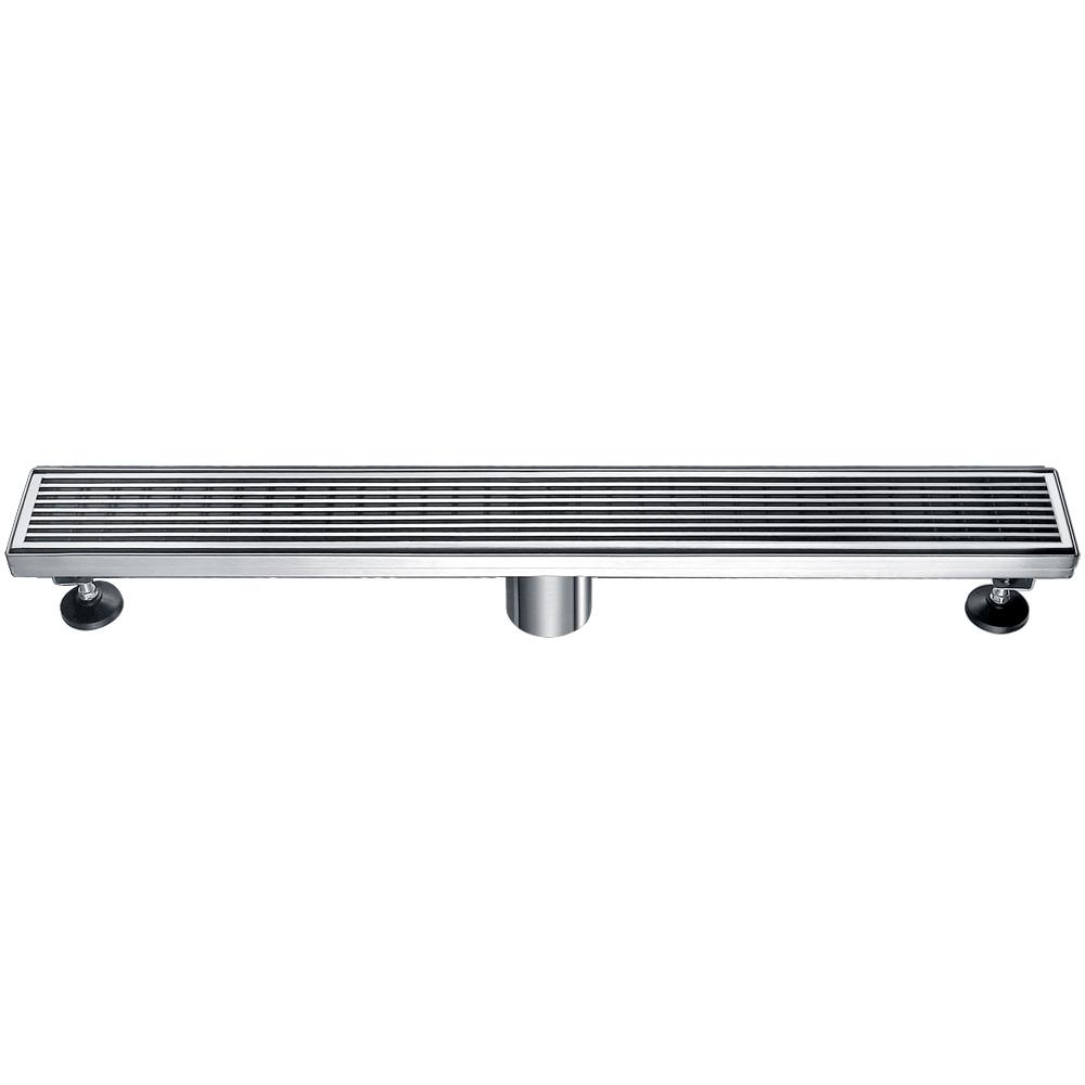 24" Modern Stainless Steel Linear Shower Drain with Groove Lines Hardware Alfi 