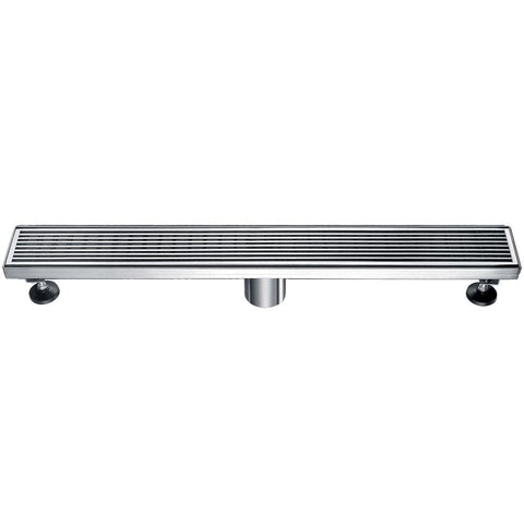 24" Modern Stainless Steel Linear Shower Drain with Groove Lines Hardware Alfi 