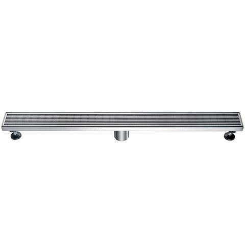 32" Modern Stainless Steel Linear Shower Drain with Groove Lines Hardware Alfi 