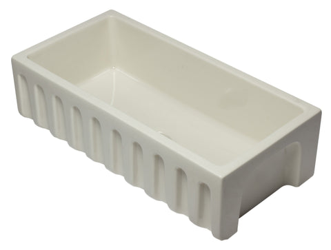 36 inch Biscuit Reversible Smooth / Fluted Single Bowl Fireclay Farm Sink Sink Alfi 