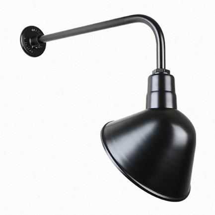 12" Gooseneck Light Angle Shade, QSNB-13 Arm (Choose Finish and Accessory Options) Outdoor Hi-Lite Black (none) 