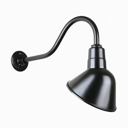 10" Gooseneck Light Angle Shade, QSNHL-A Arm (Choose Finish and Accessory Options) Outdoor Hi-Lite Black (none) 