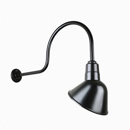 10" Gooseneck Light Angle Shade, QSNHL-C Arm (Choose Finish and Accessory Options) Outdoor Hi-Lite Black (none) 