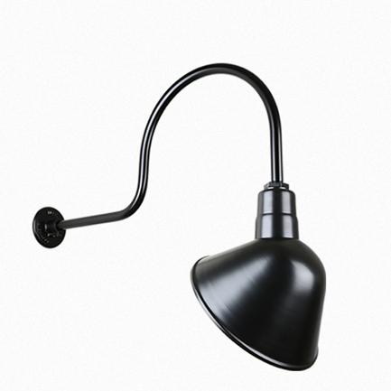 12" Gooseneck Light Angle Shade, QSNHL-C Arm (Choose Finish and Accessory Options) Outdoor Hi-Lite Black (none) 