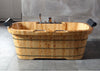 65" 2 Person Free Standing Cedar Wooden Bathtub with Fixtures & Headrests Sink Alfi 