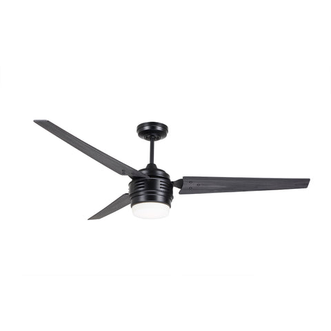 kathy ireland HOME by Luminance Brands 4th Avenue LED Ceiling Fan, 60 Inch | Dimmable Light Fixture with 3 Blades and Wall Control | Dimmable Indoor Lighting, Barbeque Black