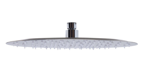 12" Oval Brushed Solid Stainless Steel Ultra Thin Rain Shower Head