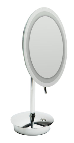 Polished Chrome Tabletop Round 9" 5x Magnifying Cosmetic Mirror with Light