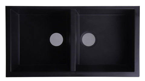 Black 34" Undermount Double Bowl Granite Composite Kitchen Sink Sink Alfi 